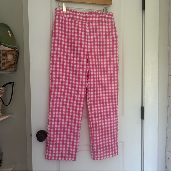 Vici Dee Elly pink textured gingham pants- elastic waist - Picture 5 of 8
